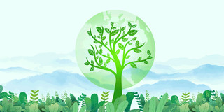 绿色叶子草丛元素保护地球背景GIF动态图